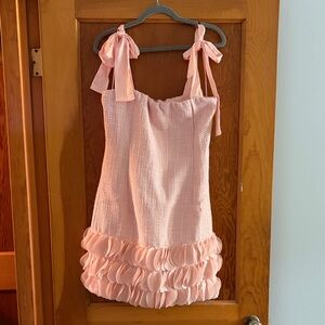 Pink Mini Dress with Ruffle Hem